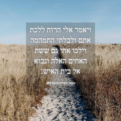 Picture 04 - מעשי השליחים 11:12 HEB - ויאמר אלי הרוח ללכת אתם - Bible Verse Picture
