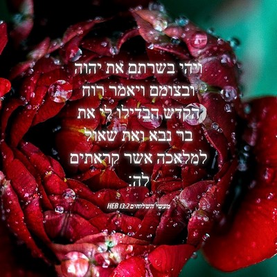 Picture 04 - מעשי השליחים 13:2 HEB - ויהי בשרתם את יהוה ובצומם - Bible Verse Picture