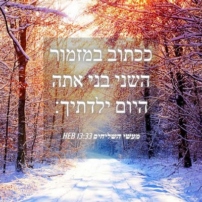 Picture 04 - מעשי השליחים 13:33 HEB - ככתוב במזמור השני בני אתה - Bible Verse Picture