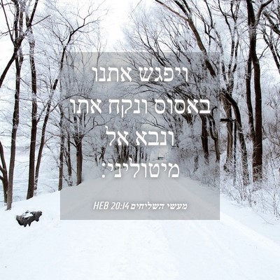 Picture 04 - מעשי השליחים 20:14 HEB - ויפגש אתנו באסוס ונקח אתו - Bible Verse Picture