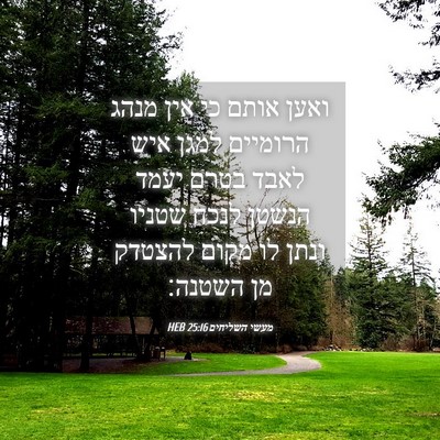 Picture 04 - מעשי השליחים 25:16 HEB - ואען אותם כי אין מנהג - Bible Verse Picture