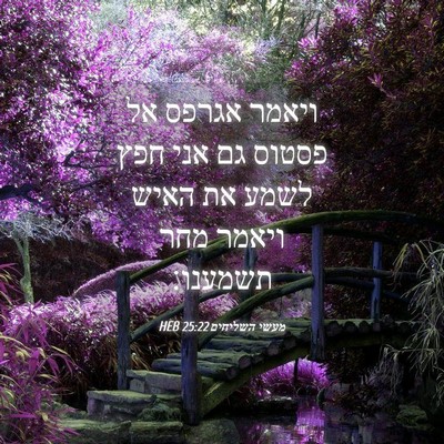 Picture 04 - מעשי השליחים 25:22 HEB - ויאמר אגרפס אל פסטוס גם אני - Bible Verse Picture