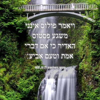 Picture 04 - מעשי השליחים 26:25 HEB - ויאמר פולוס אינני משגע - Bible Verse Picture