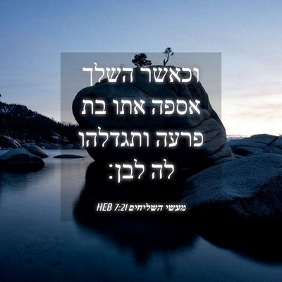 Picture 04 - מעשי השליחים 7:21 HEB - וכאשר השלך אספה אתו בת פרעה - Bible Verse Picture