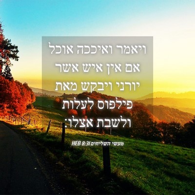 Picture 04 - מעשי השליחים 8:31 HEB - ויאמר ואיככה אוכל אם אין - Bible Verse Picture