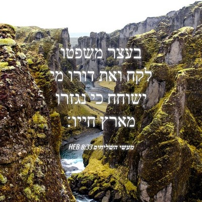 Picture 04 - מעשי השליחים 8:33 HEB - בעצר משפטו לקח ואת דורו מי - Bible Verse Picture