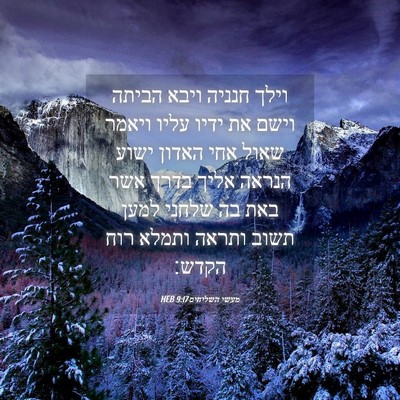 Picture 04 - מעשי השליחים 9:17 HEB - וילך חנניה ויבא הביתה וישם - Bible Verse Picture
