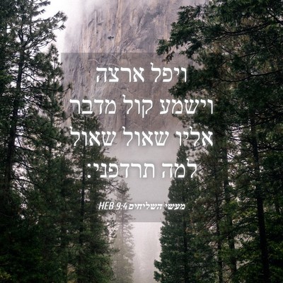 Picture 04 - מעשי השליחים 9:4 HEB - ויפל ארצה וישמע קול מדבר - Bible Verse Picture
