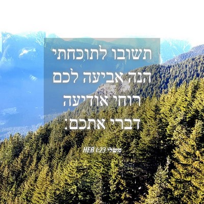 Picture 04 - משלי 1:23 HEB - תשובו לתוכחתי הנה אביעה - Bible Verse Picture