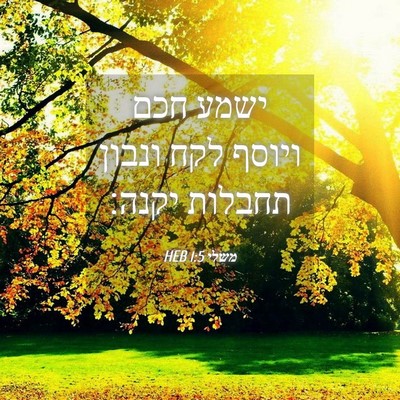 Picture 04 - משלי 1:5 HEB - ישמע חכם ויוסף לקח ונבון - Bible Verse Picture