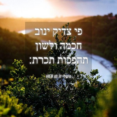 Picture 04 - משלי 10:31 HEB - פי צדיק ינוב חכמה ולשון - Bible Verse Picture