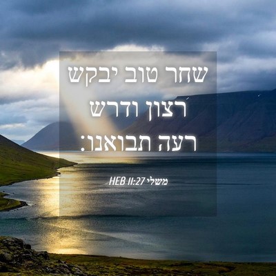 Picture 04 - משלי 11:27 HEB - שחר טוב יבקש רצון ודרש רעה - Bible Verse Picture