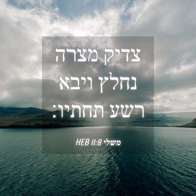 Picture 04 - משלי 11:8 HEB - צדיק מצרה נחלץ ויבא רשע - Bible Verse Picture