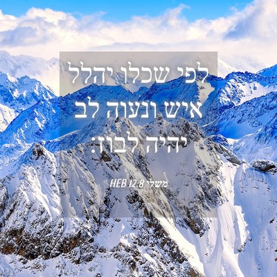 Picture 04 - משלי 12:8 HEB - לפי שכלו יהלל איש ונעוה לב - Bible Verse Picture