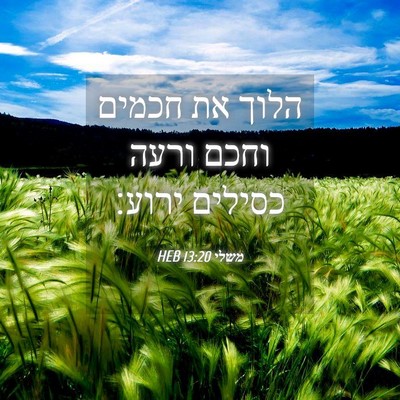 Picture 04 - משלי 13:20 HEB - הלוך את חכמים וחכם ורעה - Bible Verse Picture