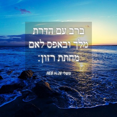 Picture 04 - משלי 14:28 HEB - ברב עם הדרת מלך ובאפס לאם - Bible Verse Picture