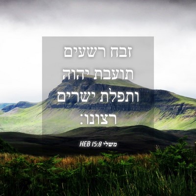 Picture 04 - משלי 15:8 HEB - זבח רשעים תועבת יהוה ותפלת - Bible Verse Picture
