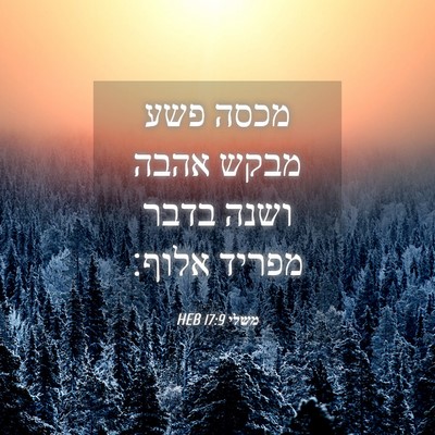 Picture 04 - משלי 17:9 HEB - מכסה פשע מבקש אהבה ושנה - Bible Verse Picture