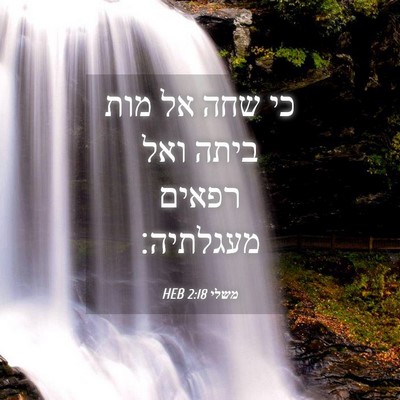 Picture 04 - משלי 2:18 HEB - כי שחה אל מות ביתה ואל - Bible Verse Picture