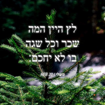 Picture 04 - משלי 20:1 HEB - לץ היין המה שכר וכל שגה בו - Bible Verse Picture
