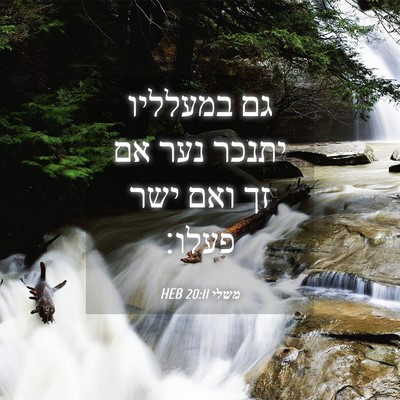 Picture 04 - משלי 20:11 HEB - גם במעלליו יתנכר נער אם זך - Bible Verse Picture