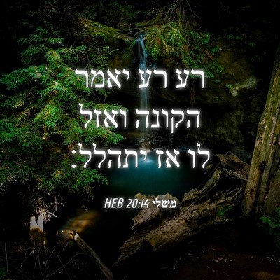 Picture 04 - משלי 20:14 HEB - רע רע יאמר הקונה ואזל לו אז - Bible Verse Picture