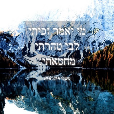 Picture 04 - משלי 20:9 HEB - מי יאמר זכיתי לבי טהרתי - Bible Verse Picture