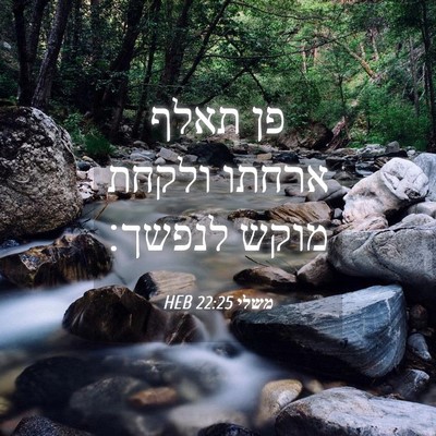 Picture 04 - משלי 22:25 HEB - פן תאלף ארחתו ולקחת מוקש - Bible Verse Picture