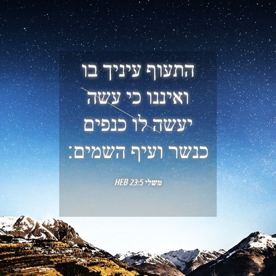 Picture 04 - משלי 23:5 HEB - התעוף עיניך בו ואיננו כי - Bible Verse Picture