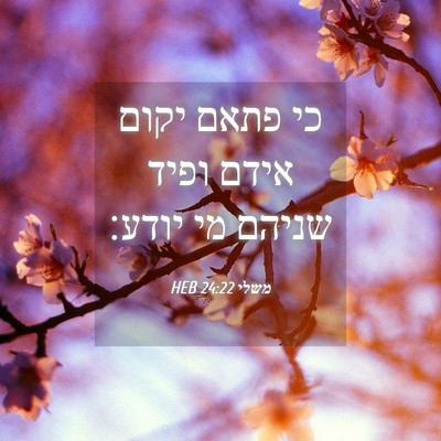 Picture 04 - משלי 24:22 HEB - כי פתאם יקום אידם ופיד - Bible Verse Picture