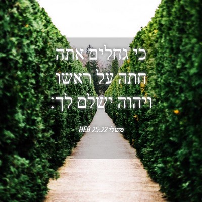 Picture 04 - משלי 25:22 HEB - כי גחלים אתה חתה על ראשו - Bible Verse Picture