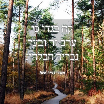 Picture 04 - משלי 27:13 HEB - קח בגדו כי ערב זר ובעד - Bible Verse Picture