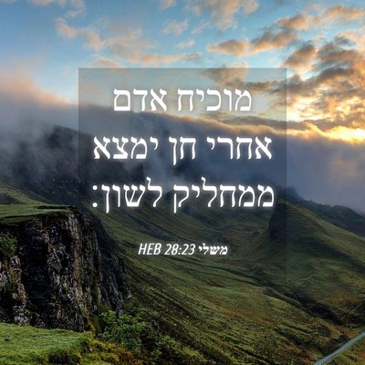 Picture 04 - משלי 28:23 HEB - מוכיח אדם אחרי חן ימצא - Bible Verse Picture