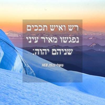 Picture 04 - משלי 29:13 HEB - רש ואיש תככים נפגשו מאיר - Bible Verse Picture