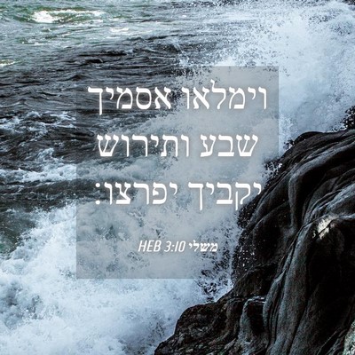 Picture 04 - משלי 3:10 HEB - וימלאו אסמיך שבע ותירוש - Bible Verse Picture