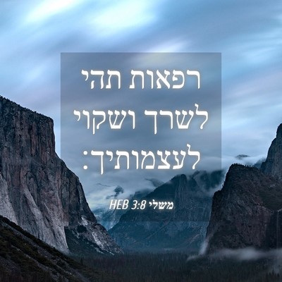 Picture 04 - משלי 3:8 HEB - רפאות תהי לשרך ושקוי - Bible Verse Picture