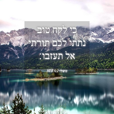 Picture 04 - משלי 4:2 HEB - כי לקח טוב נתתי לכם תורתי - Bible Verse Picture