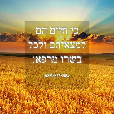 Picture 04 - משלי 4:22 HEB - כי חיים הם למצאיהם ולכל - Bible Verse Picture