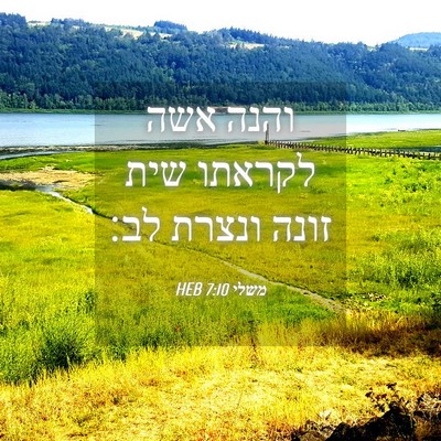 Picture 04 - משלי 7:10 HEB - והנה אשה לקראתו שית זונה - Bible Verse Picture