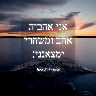 Picture 04 - משלי 8:17 HEB - אני אהביה אהב ומשחרי - Bible Verse Picture
