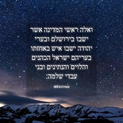 Picture 04 - נחמיה 11:3 HEB - ואלה ראשי המדינה אשר ישבו - Bible Verse Picture