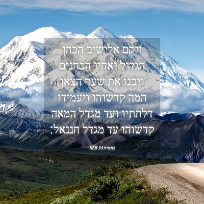 Picture 04 - נחמיה 3:1 HEB - ויקם אלישיב הכהן הגדול - Bible Verse Picture