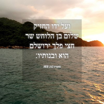 Picture 04 - נחמיה 3:12 HEB - ועל ידו החזיק שלום בן הלוחש - Bible Verse Picture
