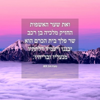 Picture 04 - נחמיה 3:14 HEB - ואת שער האשפות החזיק מלכיה - Bible Verse Picture