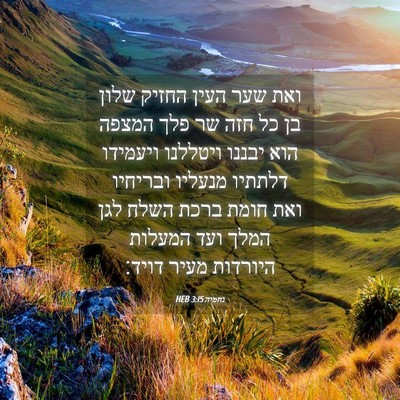 Picture 04 - נחמיה 3:15 HEB - ואת שער העין החזיק שלון בן - Bible Verse Picture