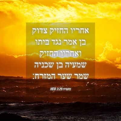 Picture 04 - נחמיה 3:29 HEB - אחריו החזיק צדוק בן אמר נגד - Bible Verse Picture