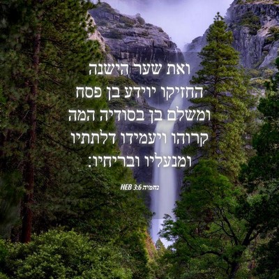 Picture 04 - נחמיה 3:6 HEB - ואת שער הישנה החזיקו יוידע - Bible Verse Picture