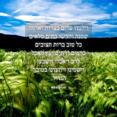 Picture 04 - נחמיה 9:25 HEB - וילכדו ערים בצרות ואדמה - Bible Verse Picture
