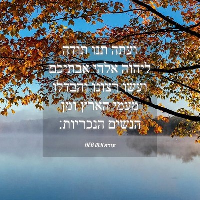 Picture 04 - עזרא 10:11 HEB - ועתה תנו תודה ליהוה אלהי - Bible Verse Picture