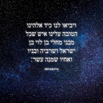 Picture 04 - עזרא 8:18 HEB - ויביאו לנו כיד אלהינו - Bible Verse Picture
